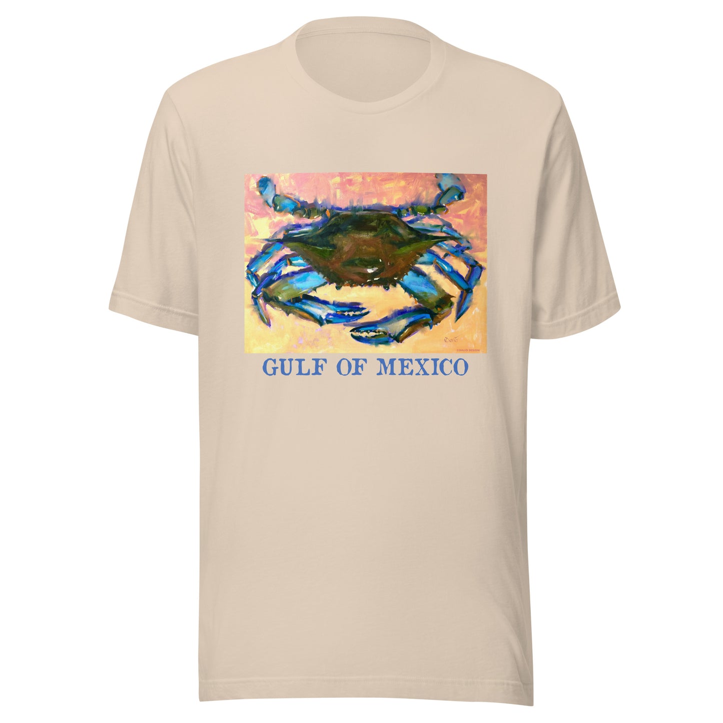 Gulf of Mexico - Blue Crab - Dark Font - from oil painting - Unisex t-shirt