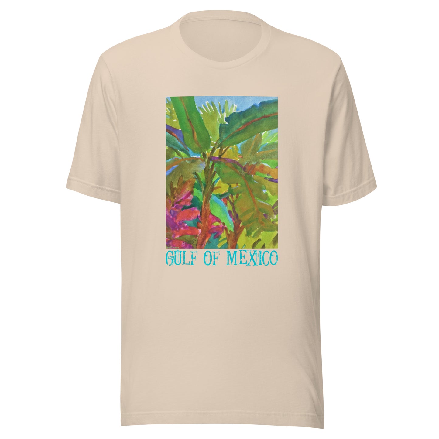 Gulf of Mexico - Banana Trees - Dark Font - from watercolor = Unisex t-shirt