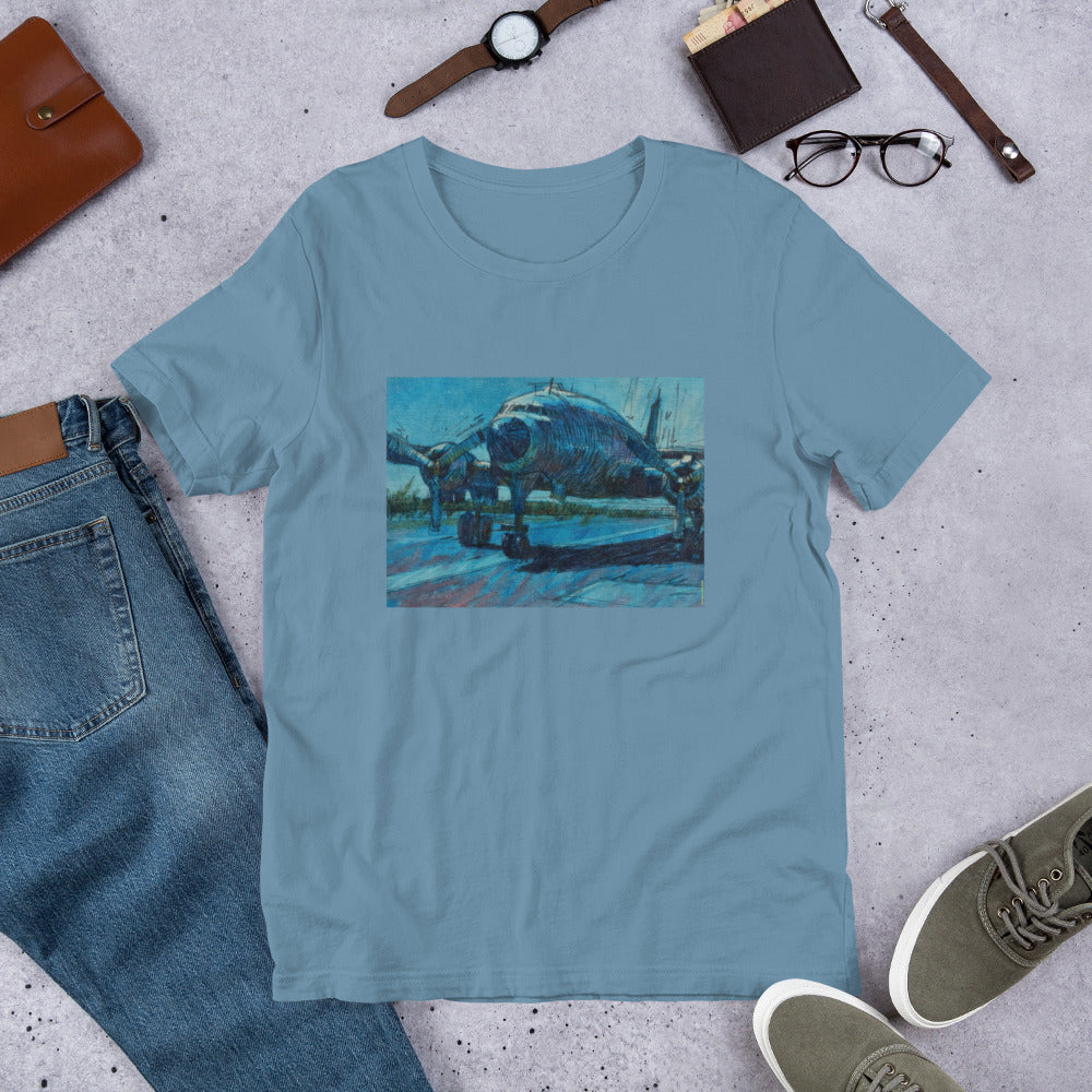 Airplane - Dark Blue/Linework - no text - Unisex t-shirt