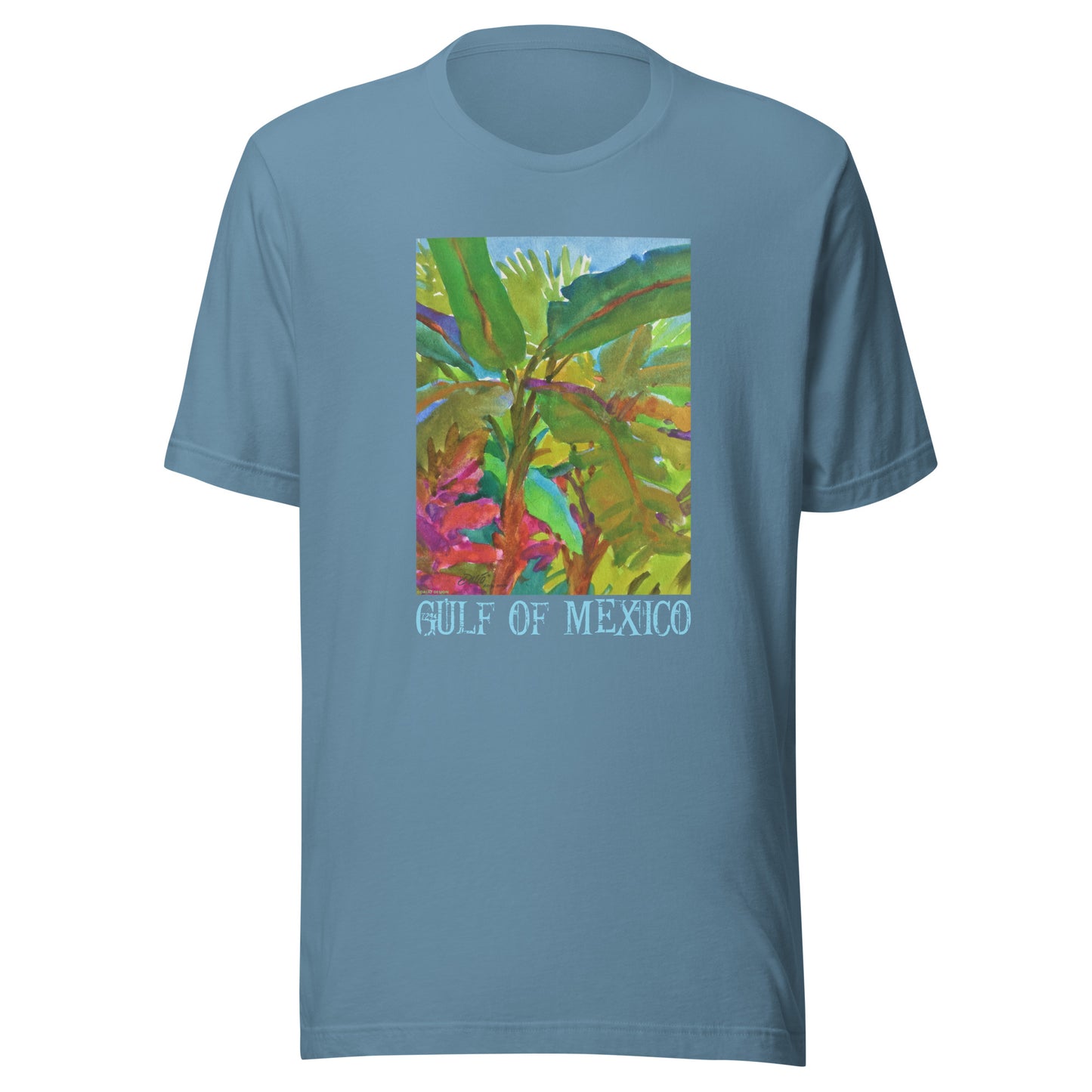 Gulf of Mexico - Banana Trees - Light Font - from watercolor - Unisex t-shirt