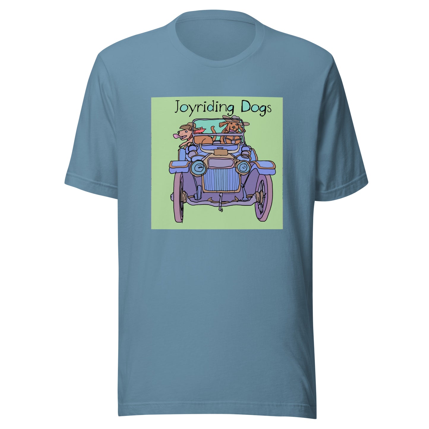 Cowboy Joyriding Dogs - Blue Car - Unisex t-shirt