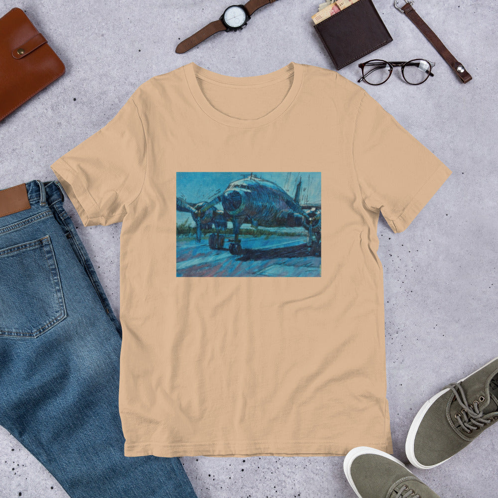 Airplane - Dark Blue/Linework - no text - Unisex t-shirt