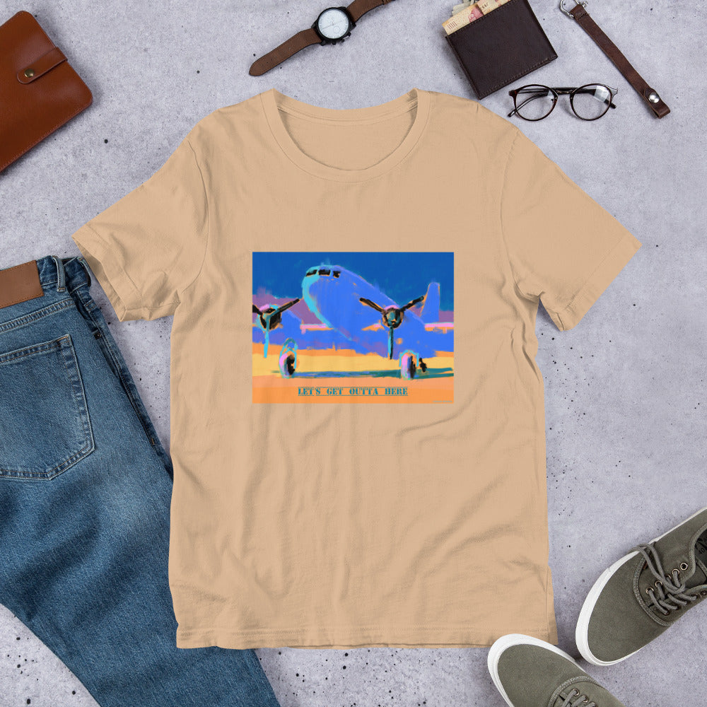 Let’s Get Outta Here - Blue/Yellow Airplane - Unisex t-shirt