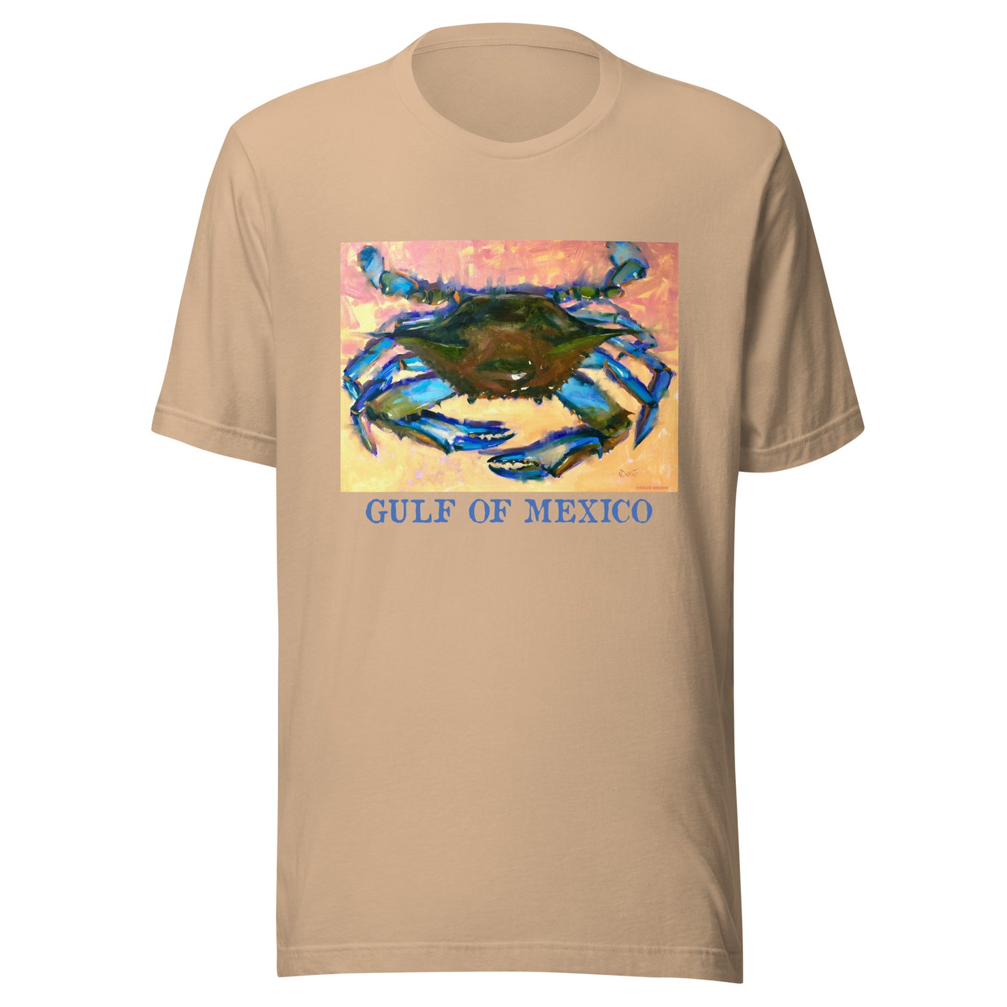 Gulf of Mexico - Blue Crab - Dark Font - from oil painting - Unisex t-shirt