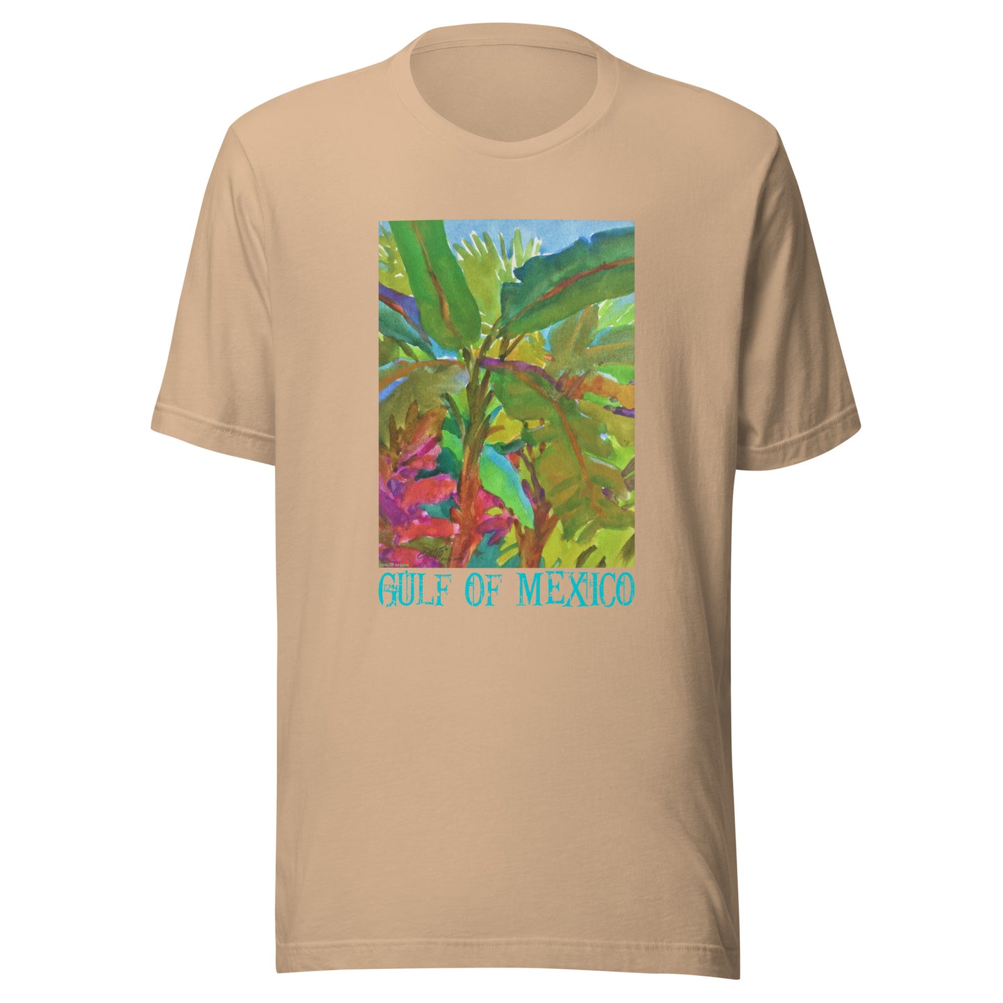 Gulf of Mexico - Banana Trees - Dark Font - from watercolor = Unisex t-shirt