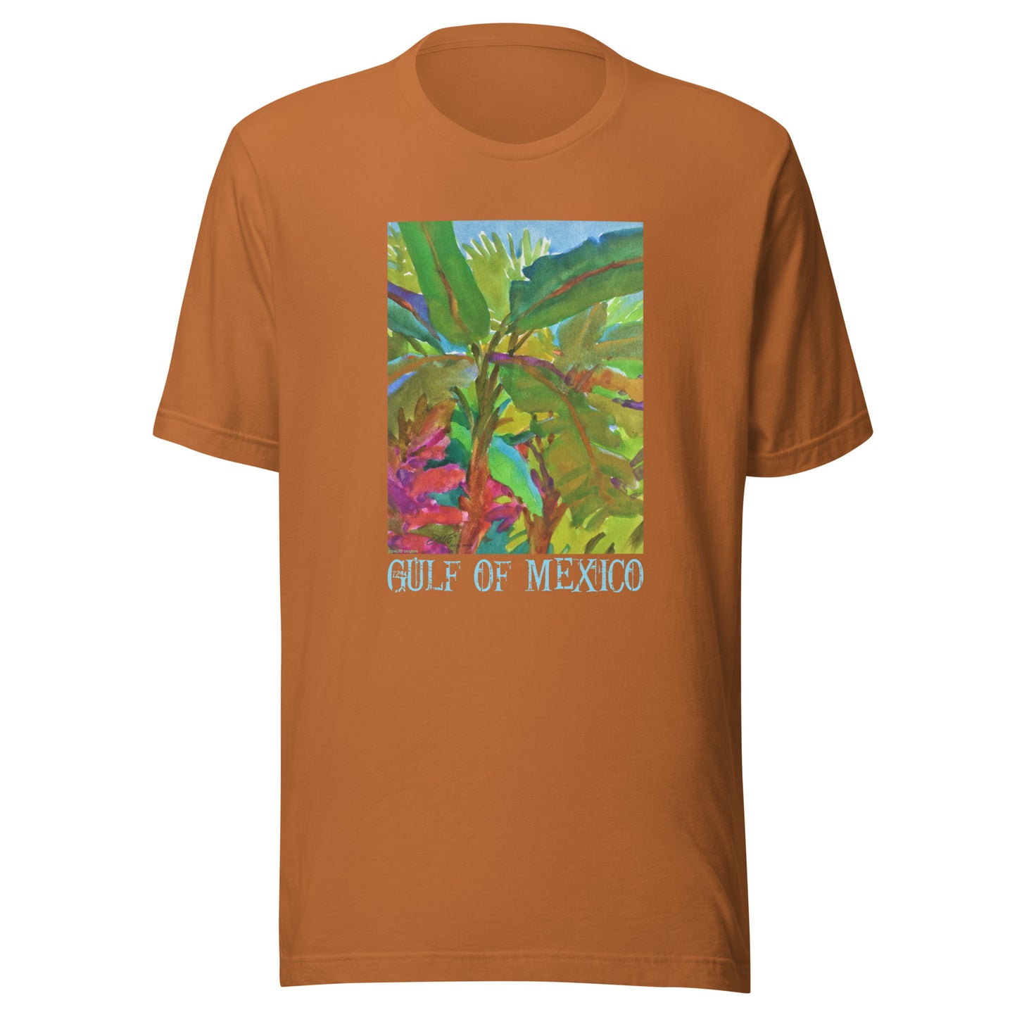 Gulf of Mexico - Banana Trees - Light Font - from watercolor - Unisex t-shirt