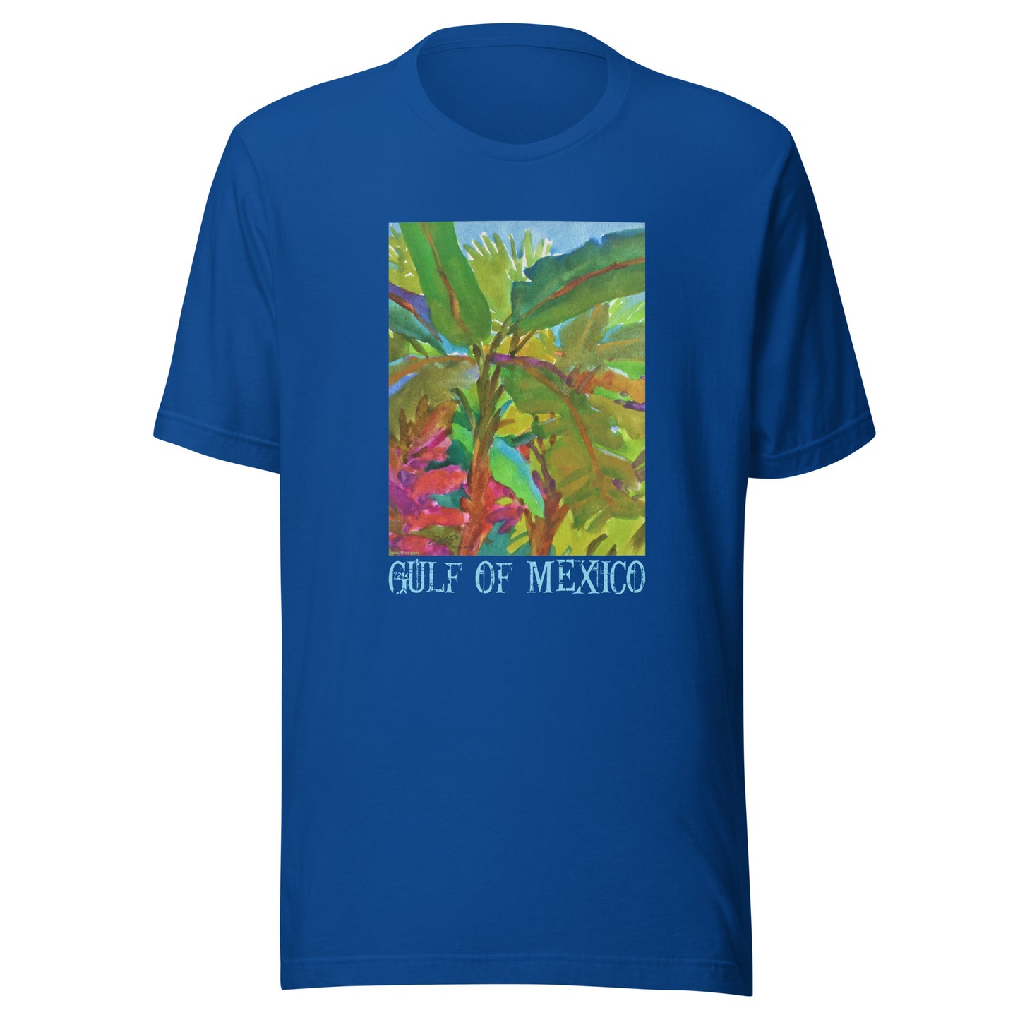 Gulf of Mexico - Banana Trees - Light Font - from watercolor - Unisex t-shirt