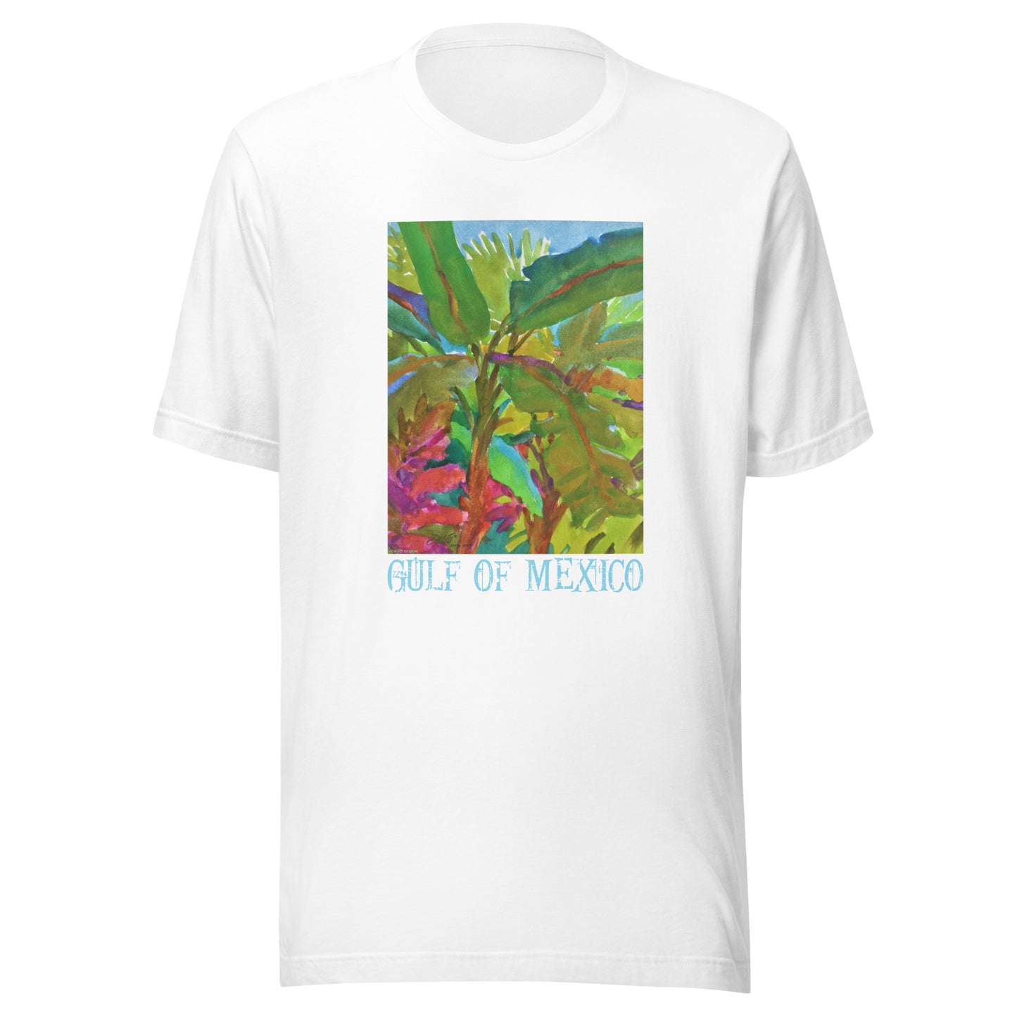Gulf of Mexico - Banana Trees - Light Font - from watercolor - Unisex t-shirt