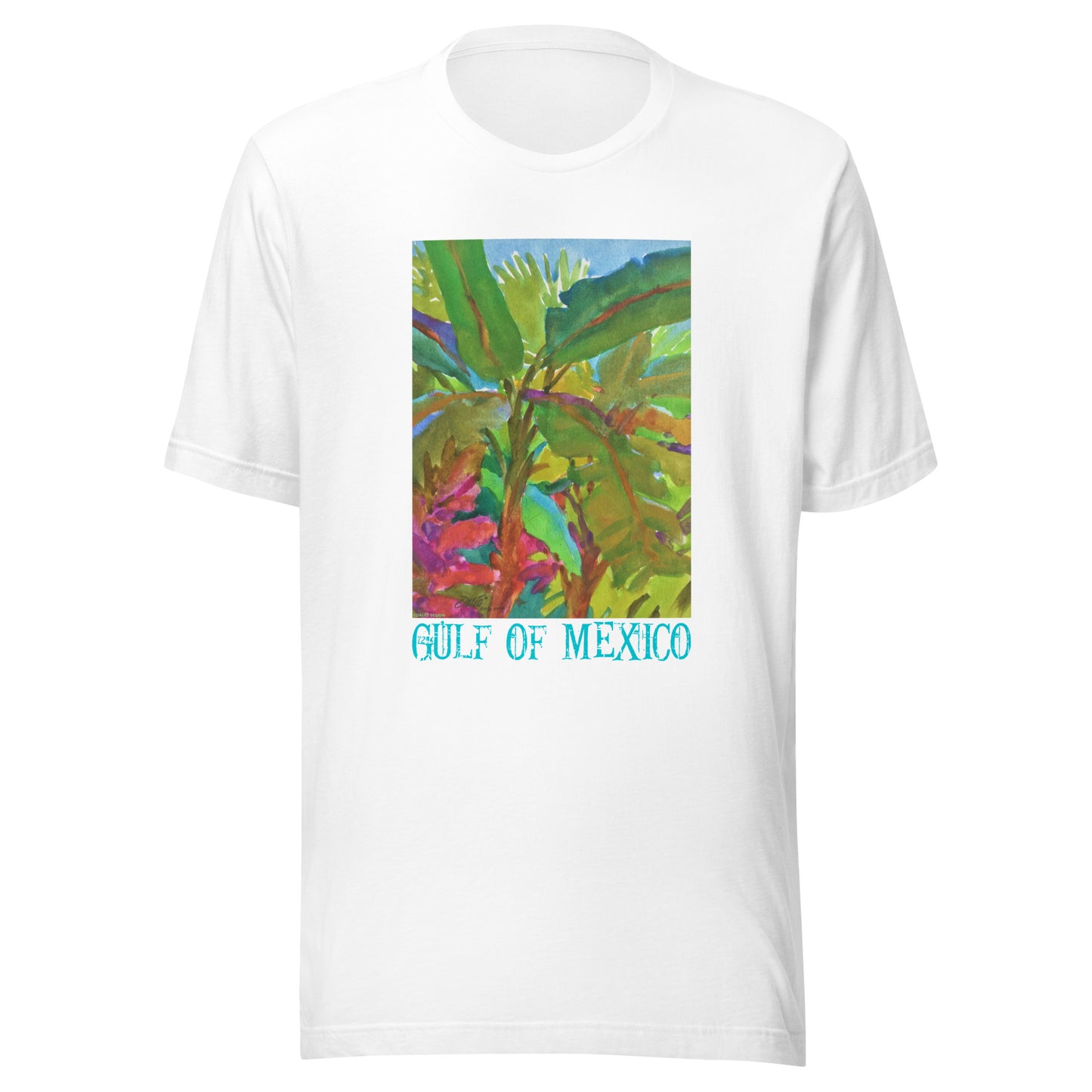 Gulf of Mexico - Banana Trees - Dark Font - from watercolor = Unisex t-shirt