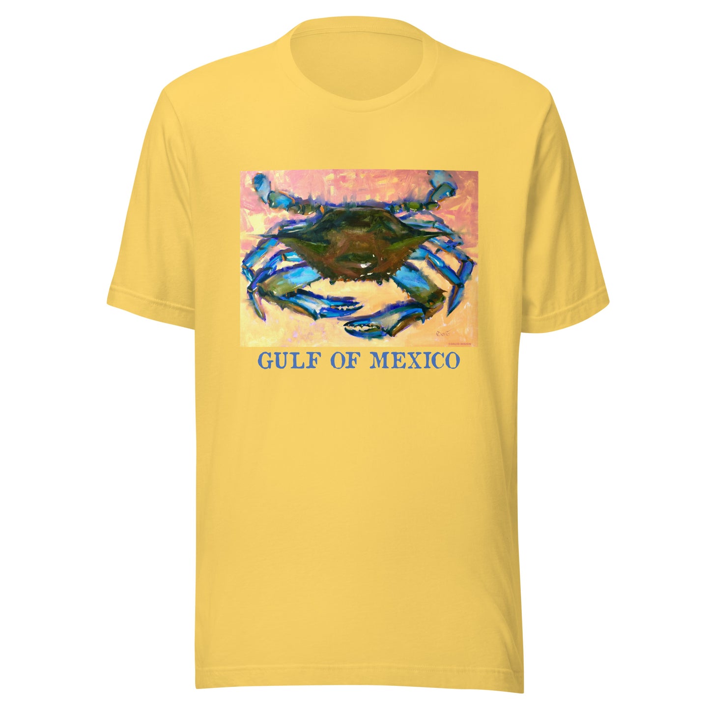 Gulf of Mexico - Blue Crab - Dark Font - from oil painting - Unisex t-shirt