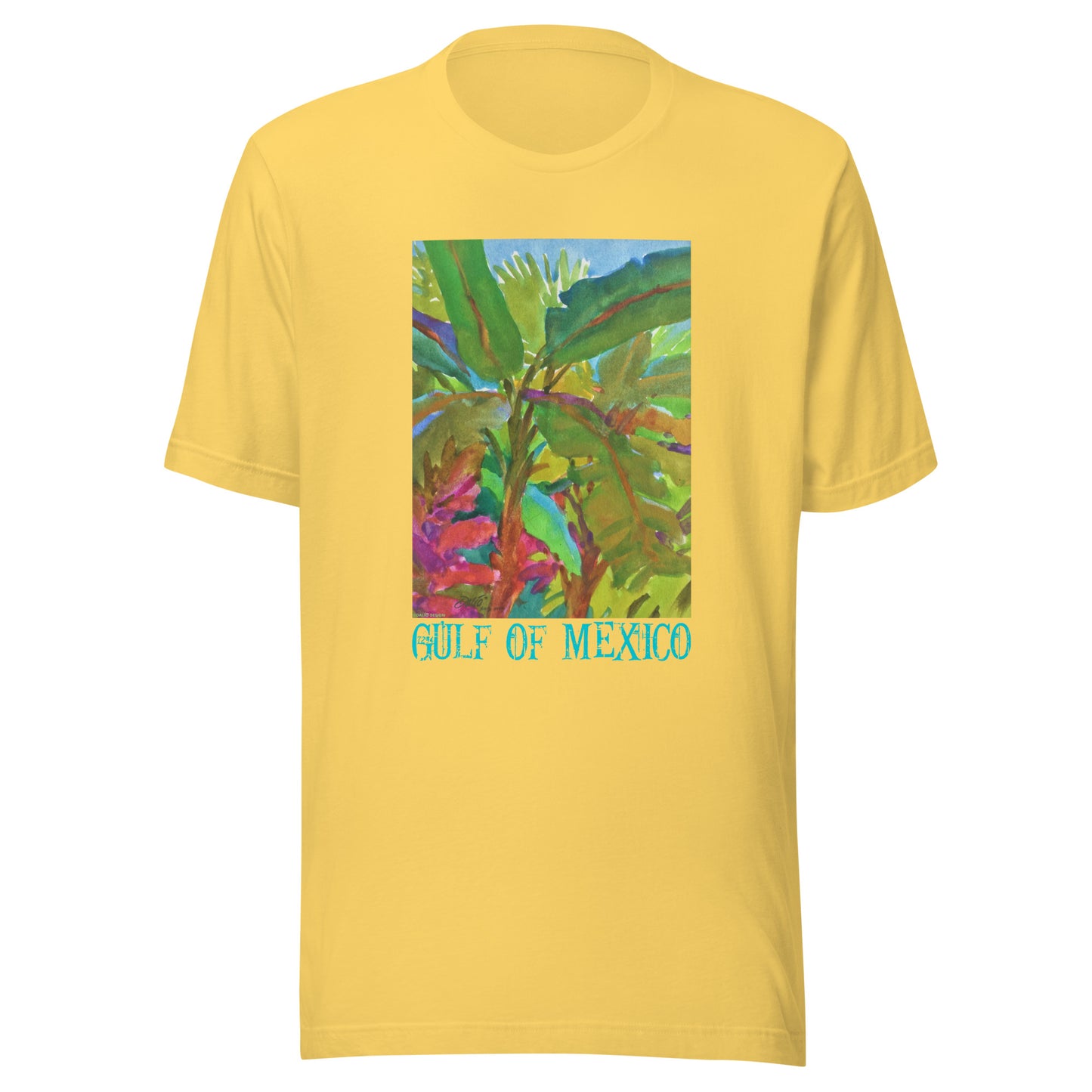 Gulf of Mexico - Banana Trees - Dark Font - from watercolor = Unisex t-shirt