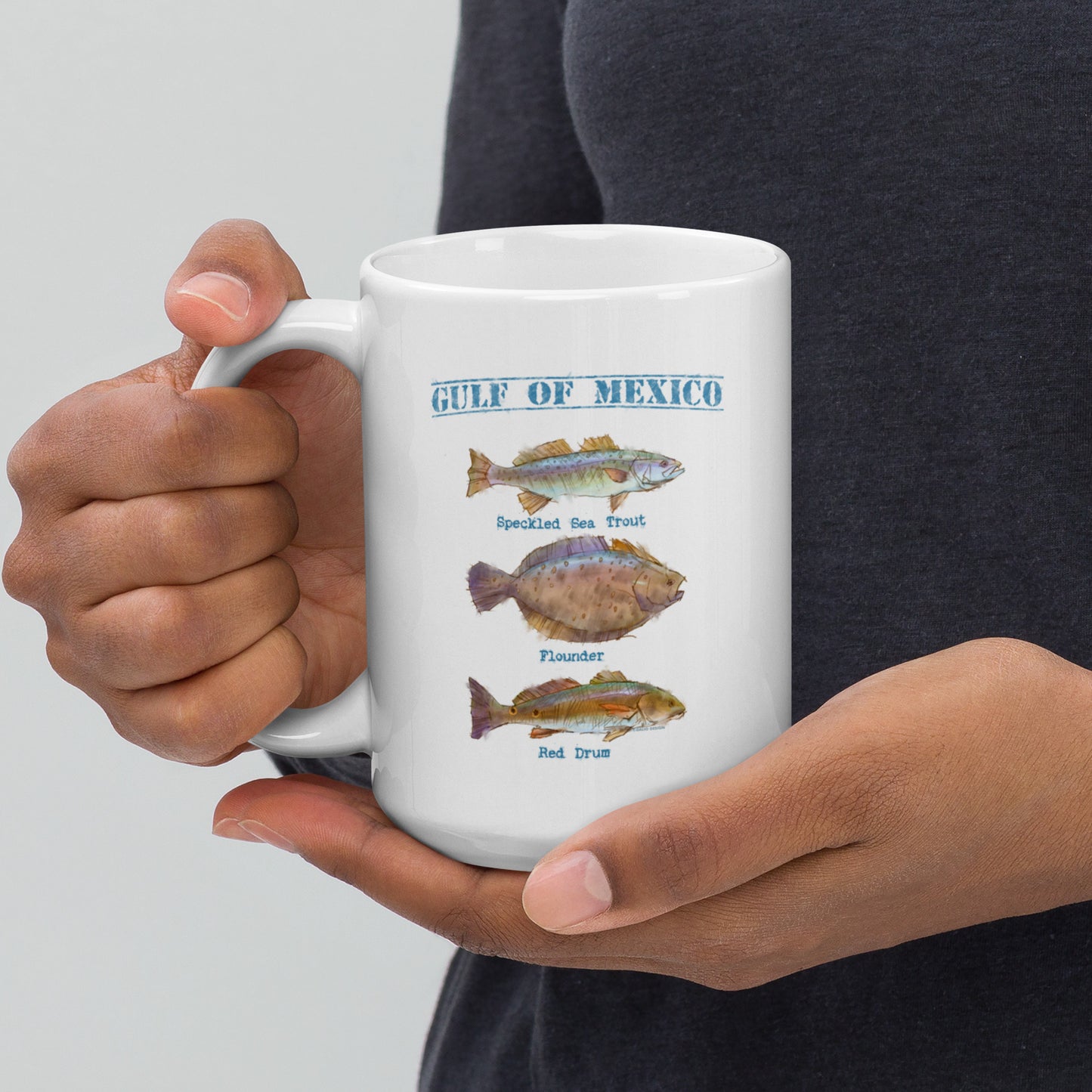 Gulf of Mexico - Game Fish - 15 oz White glossy mug - one image on each side