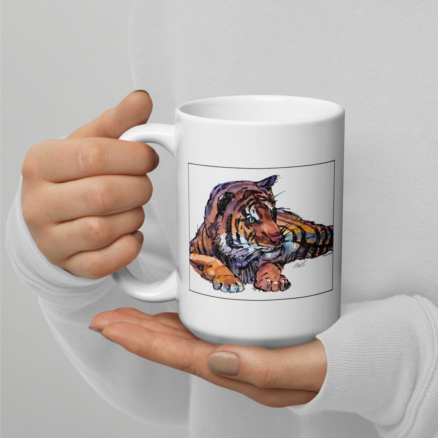 Malayan Tiger - 15 oz White glossy mug - one image on each side