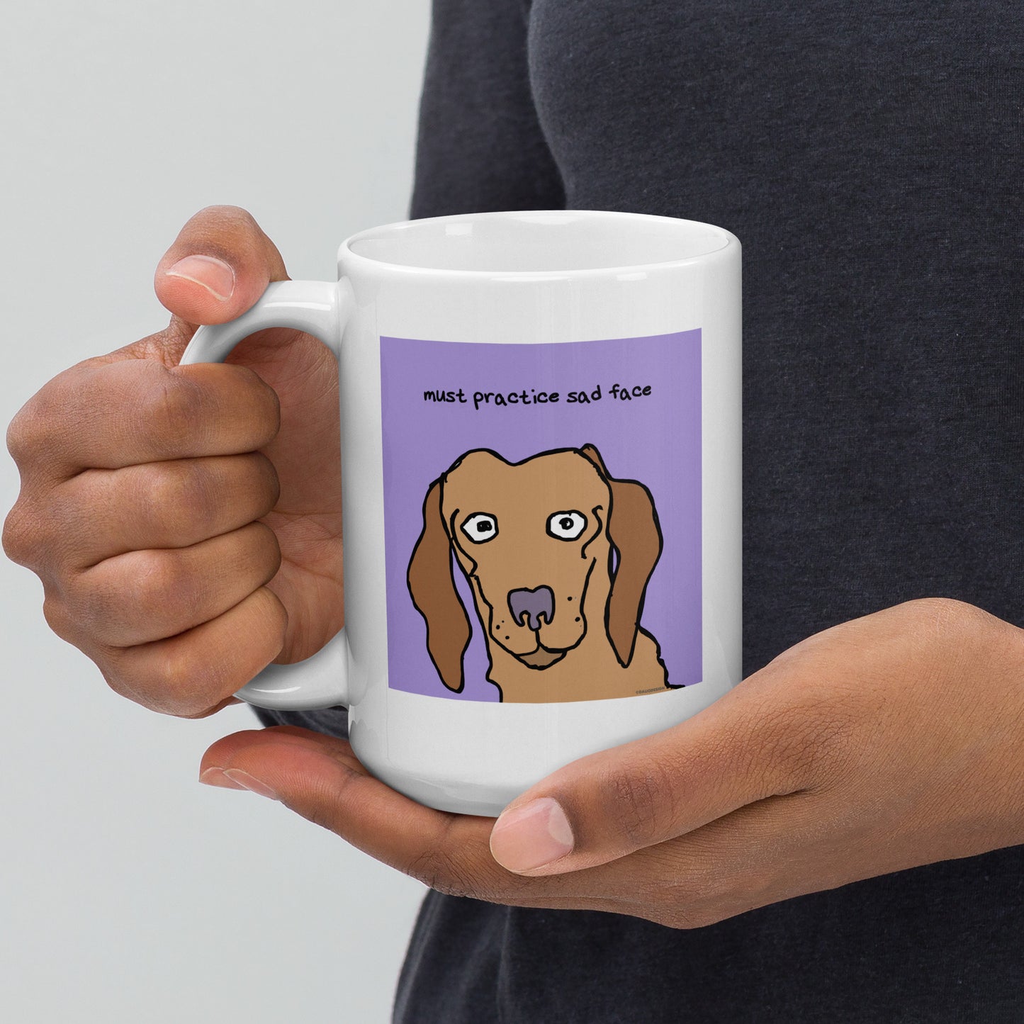 Must practice sad face - 15 oz White glossy mug - designs on both sides