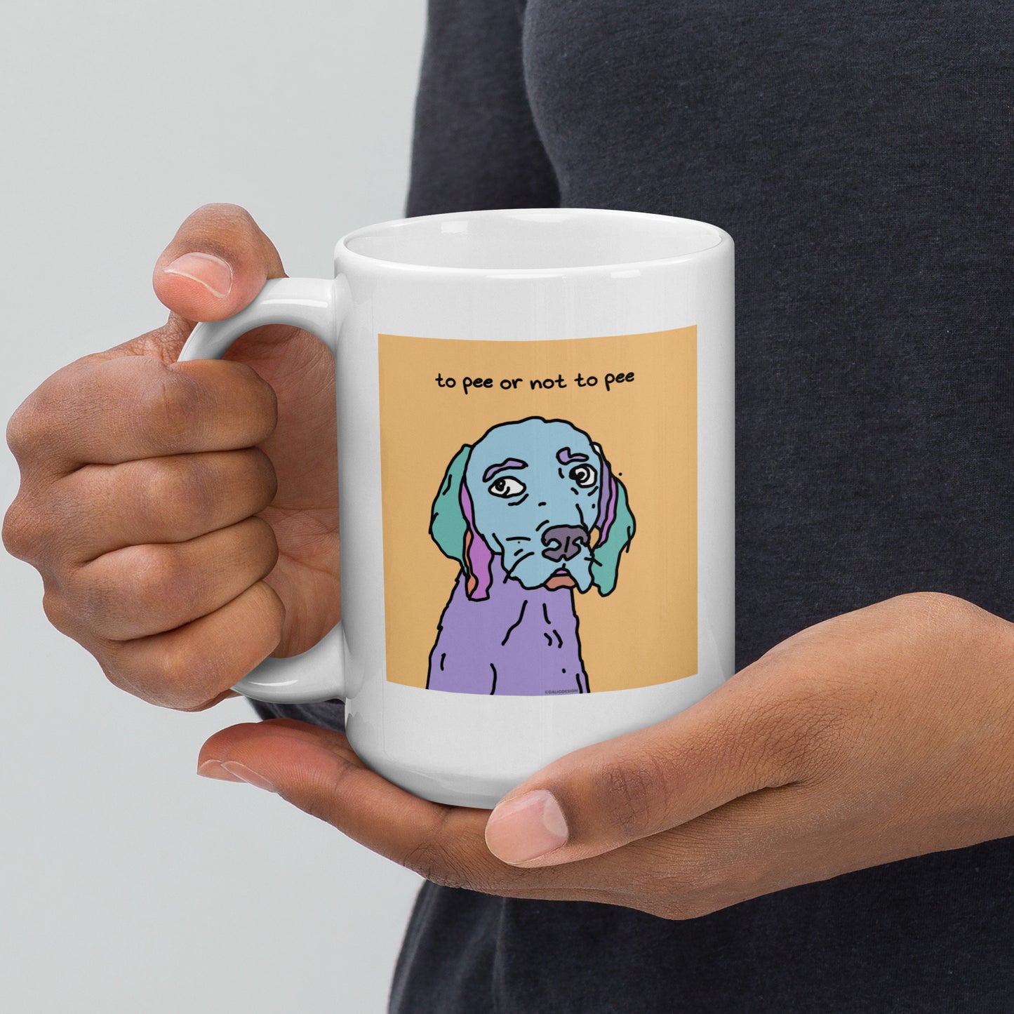 To pee or not to pee - 15 oz White glossy mug - designs on both sides