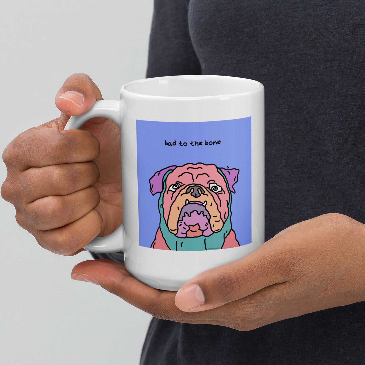 Bad to the bone - 15 oz White glossy mug - designs on both sides