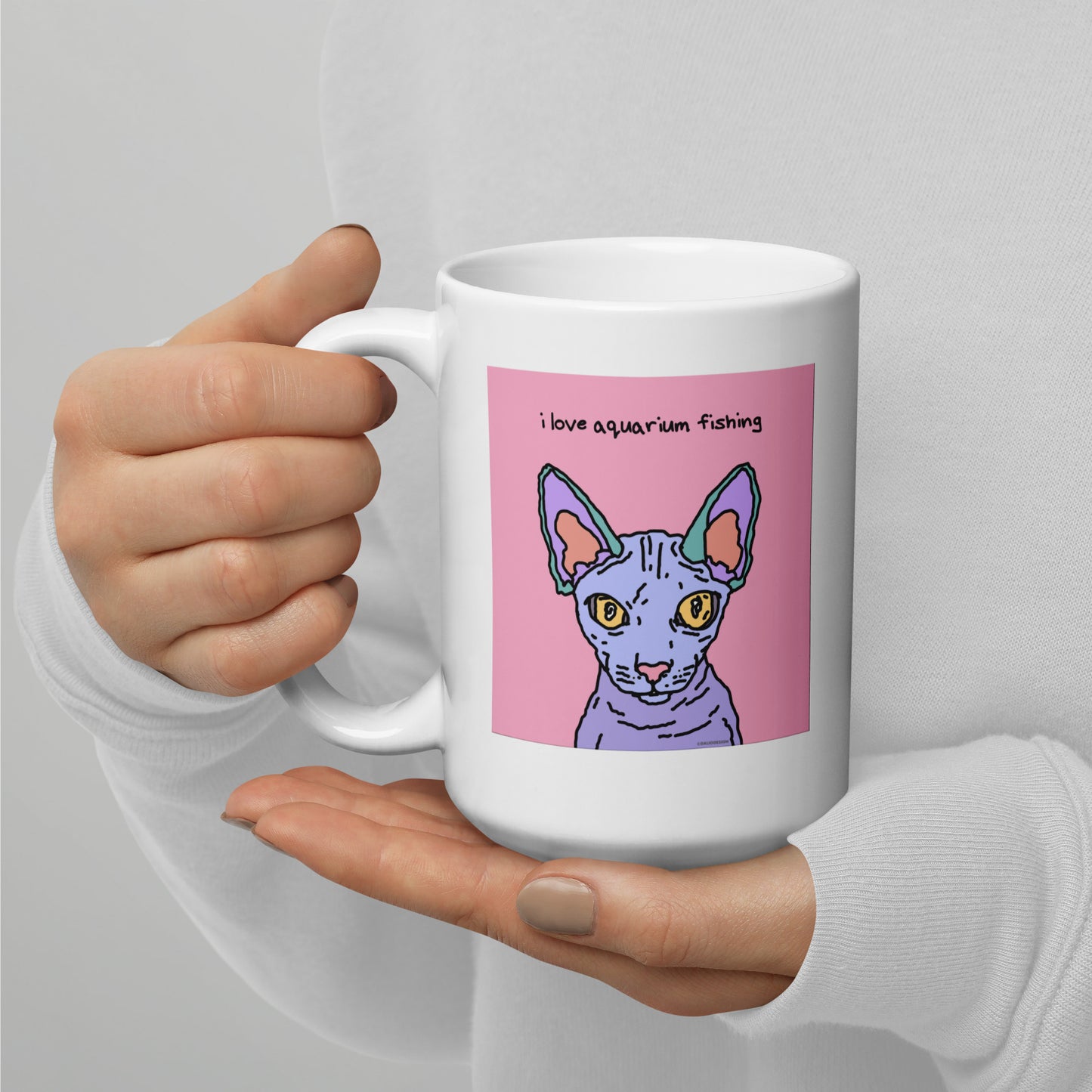 I love aquarium fishing - 15 oz White glossy mug - designs on both sides