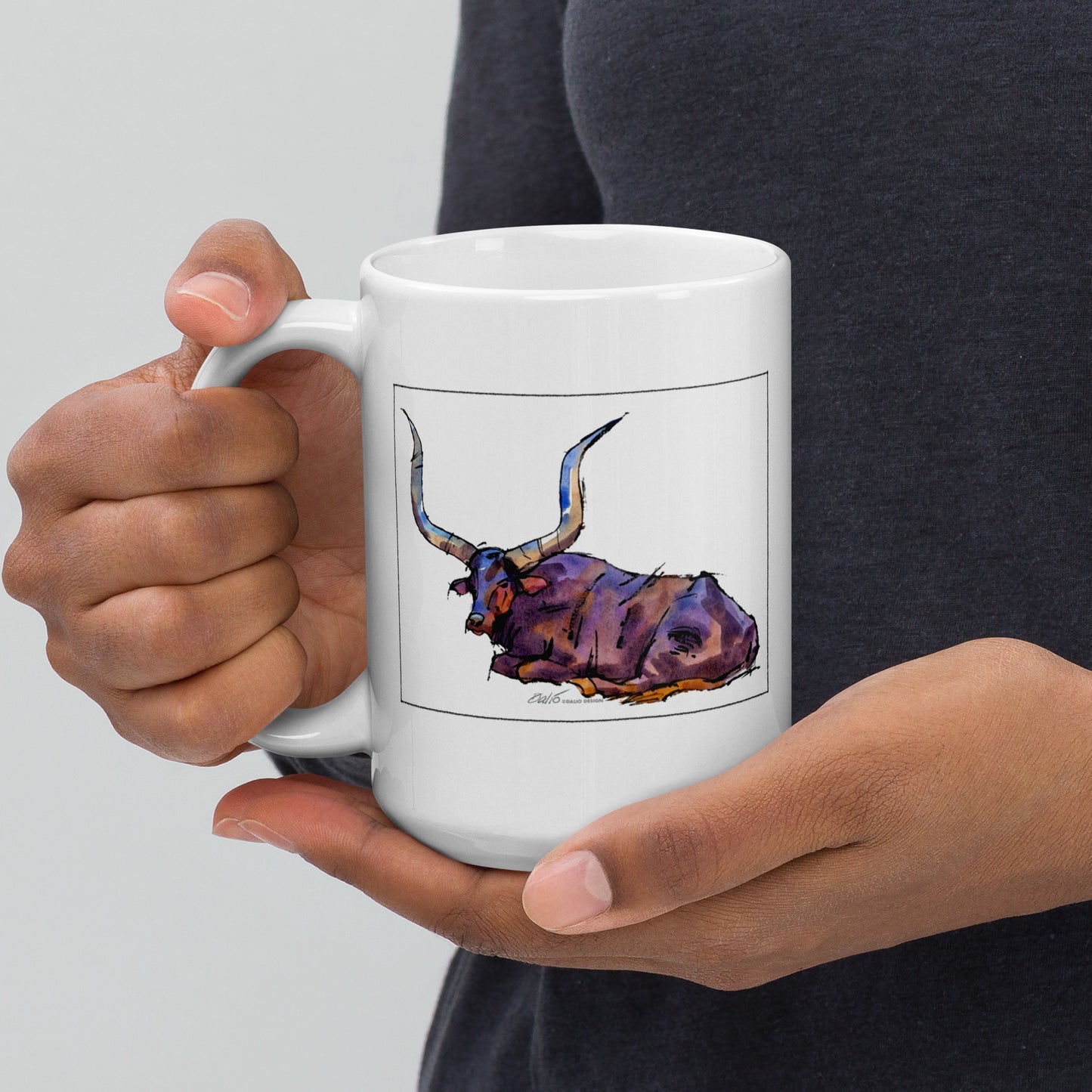 Angole Cow - 15 oz White glossy mug - designs on both sides