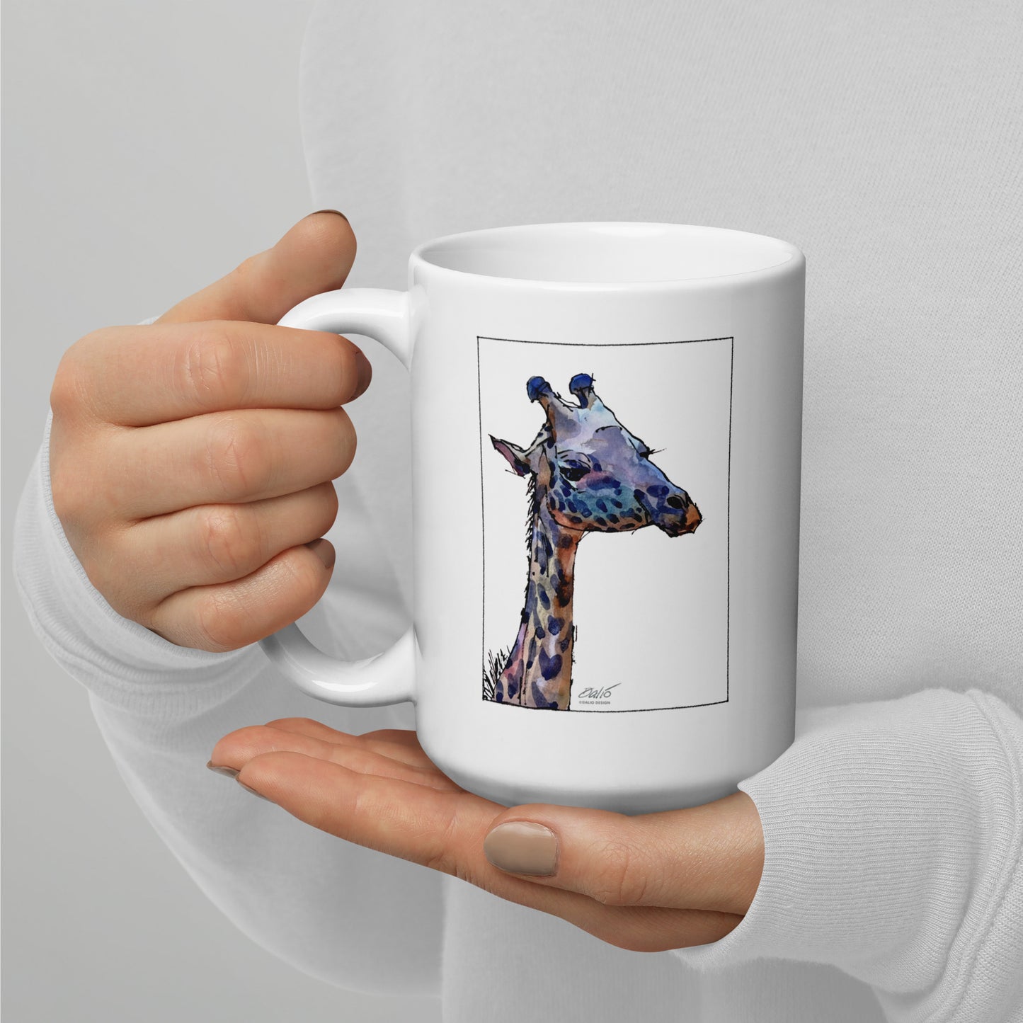 Masai Giraffe - 15 oz White glossy mug - designs on both sides
