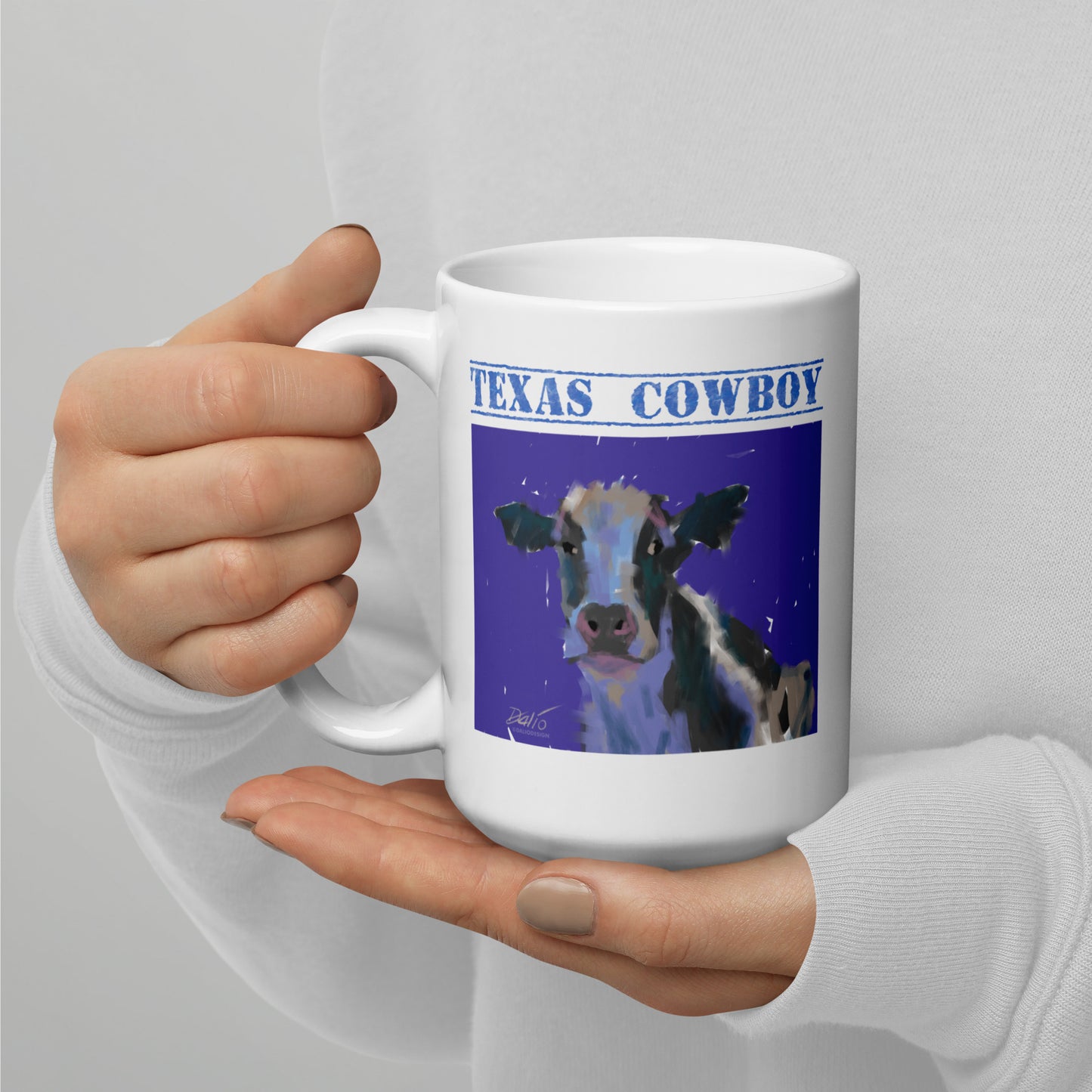 Texas Cowboy - 15 oz White glossy mug - designs on both sides