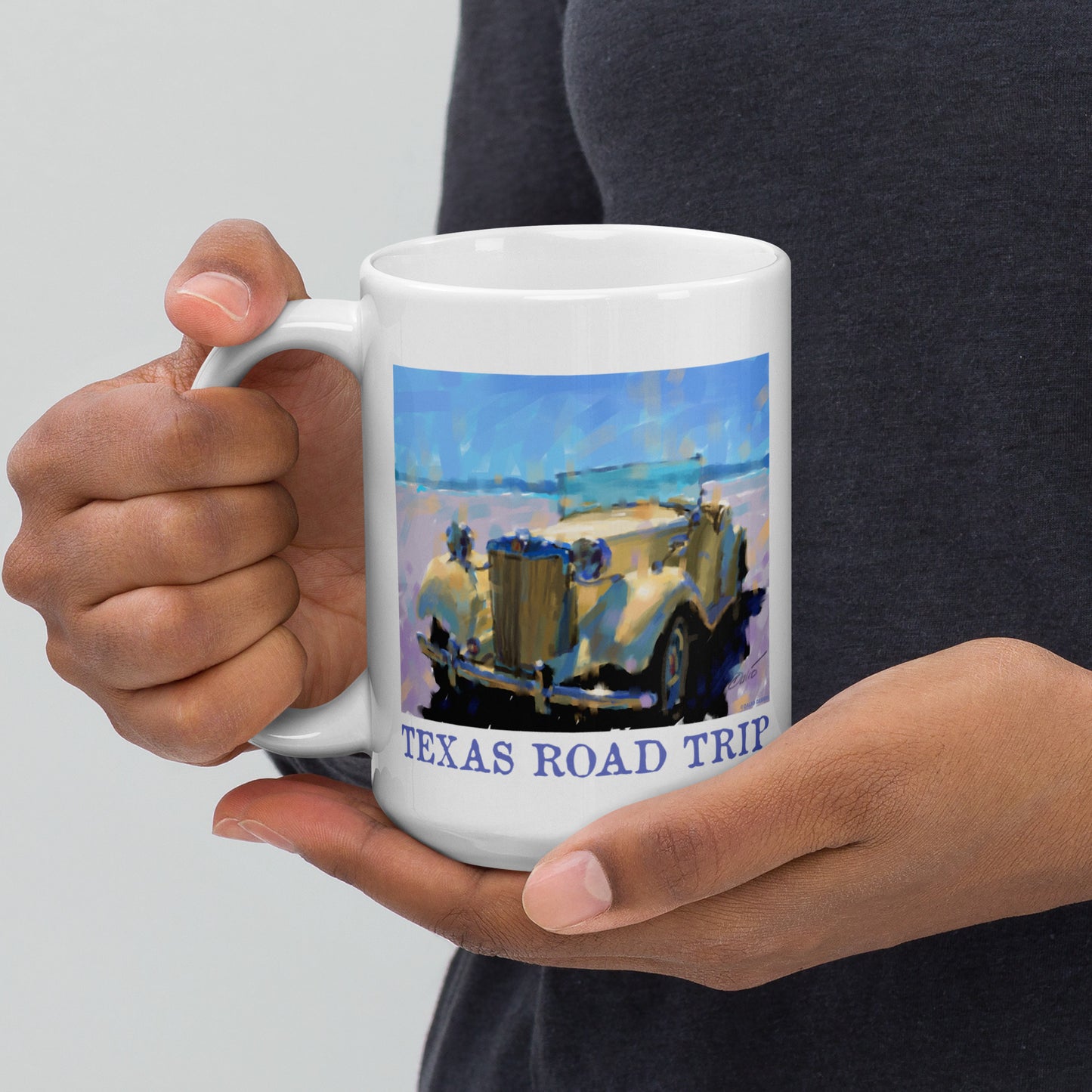Texas Road Trip - MG - 15 oz White glossy mug - designs on both sides