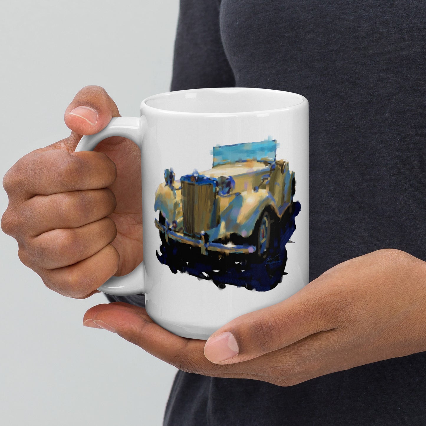 MG Motorcar - 15 oz White glossy mug - designs on both sides