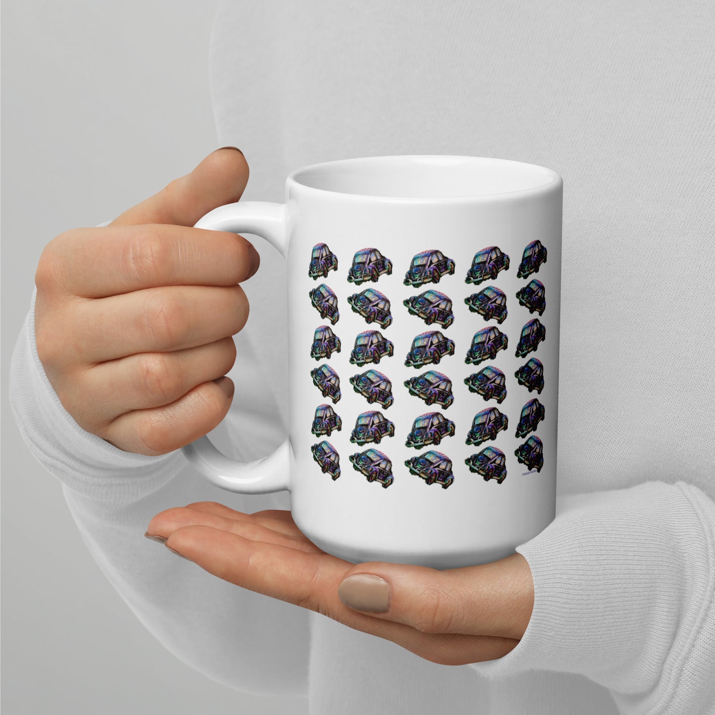 VW Beetle Mania - Bug Design - 15 oz White glossy mug - designs on both sides