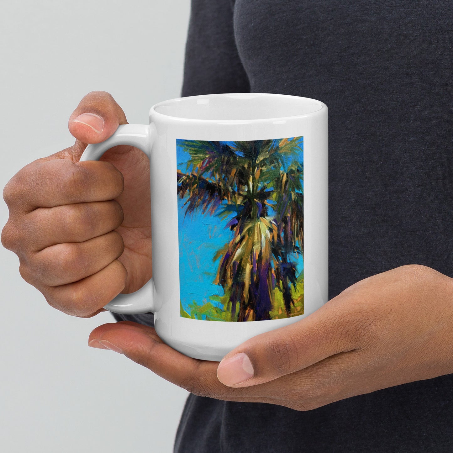 Palm Tree - 15 oz White glossy mug - designs on both sides