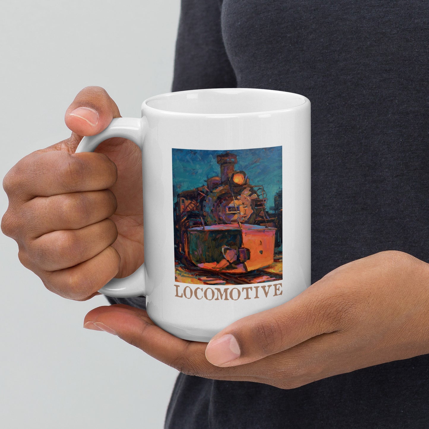 Cumbres Toltec Locomotive text - 15 oz White glossy mug - designs on both sides