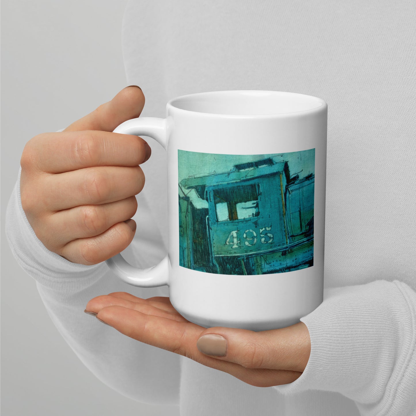 Engine 495 Locomotive - 15 oz White glossy mug - designs on both sides