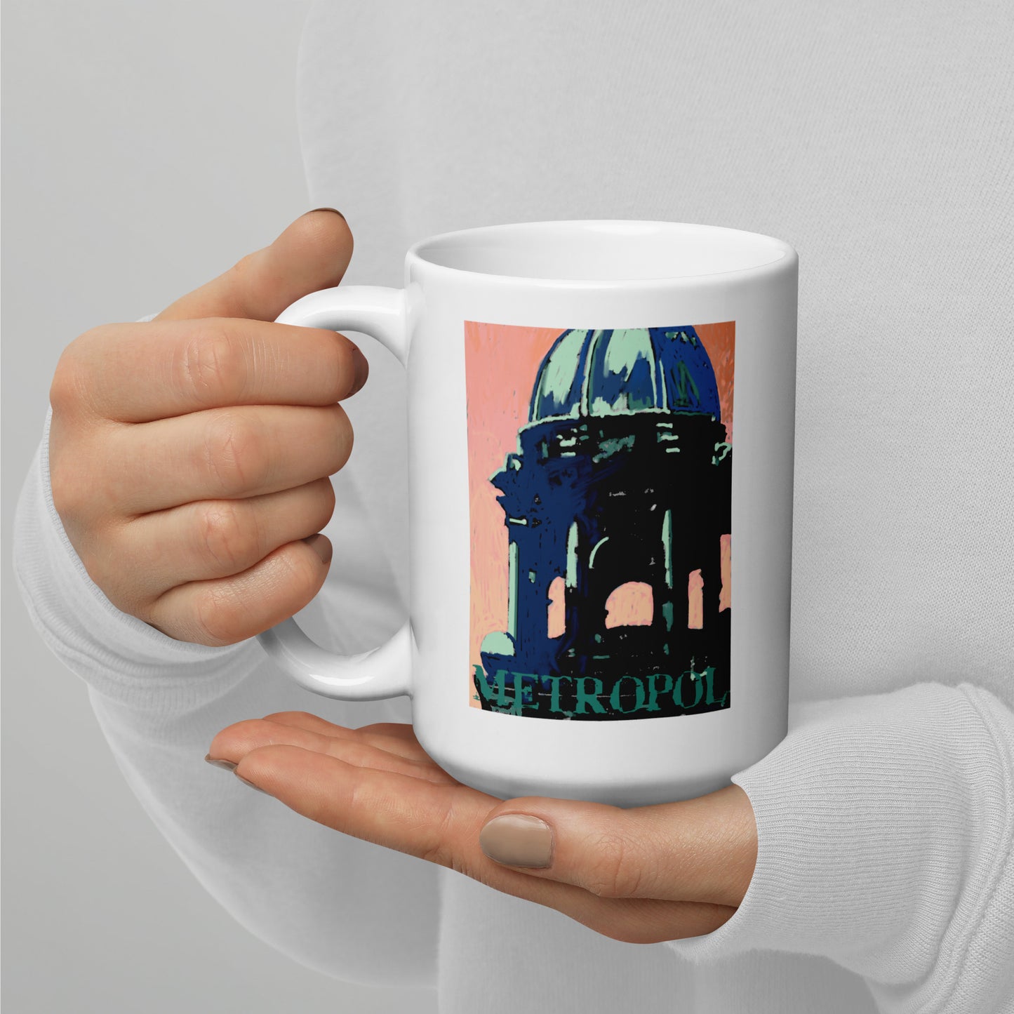 Cupola- Metropol - 15 oz White glossy mug - designs on both sides