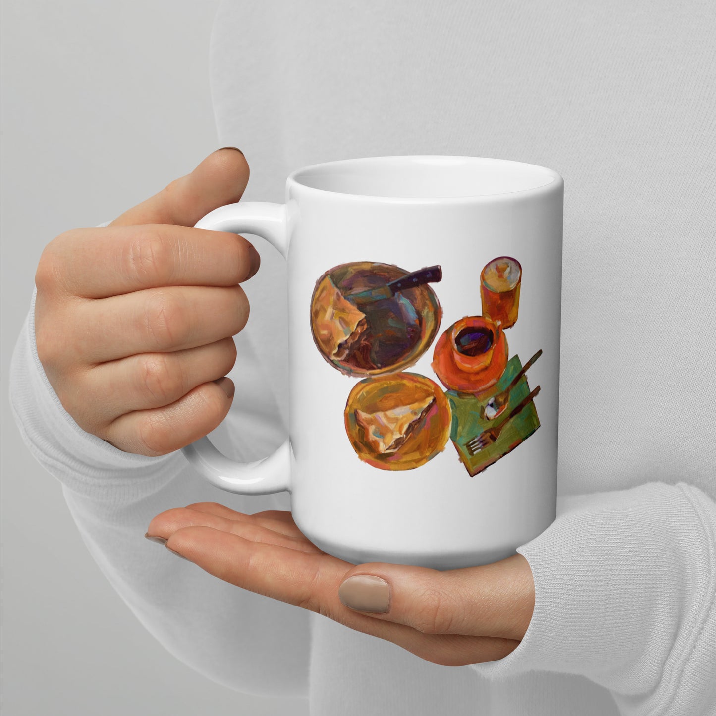 Oh For Some Coffee and Apple Pie - no text - 15 oz White glossy mug - designs on both sides
