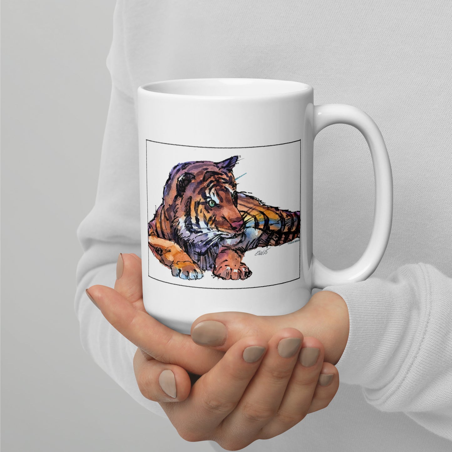Malayan Tiger - 15 oz White glossy mug - one image on each side