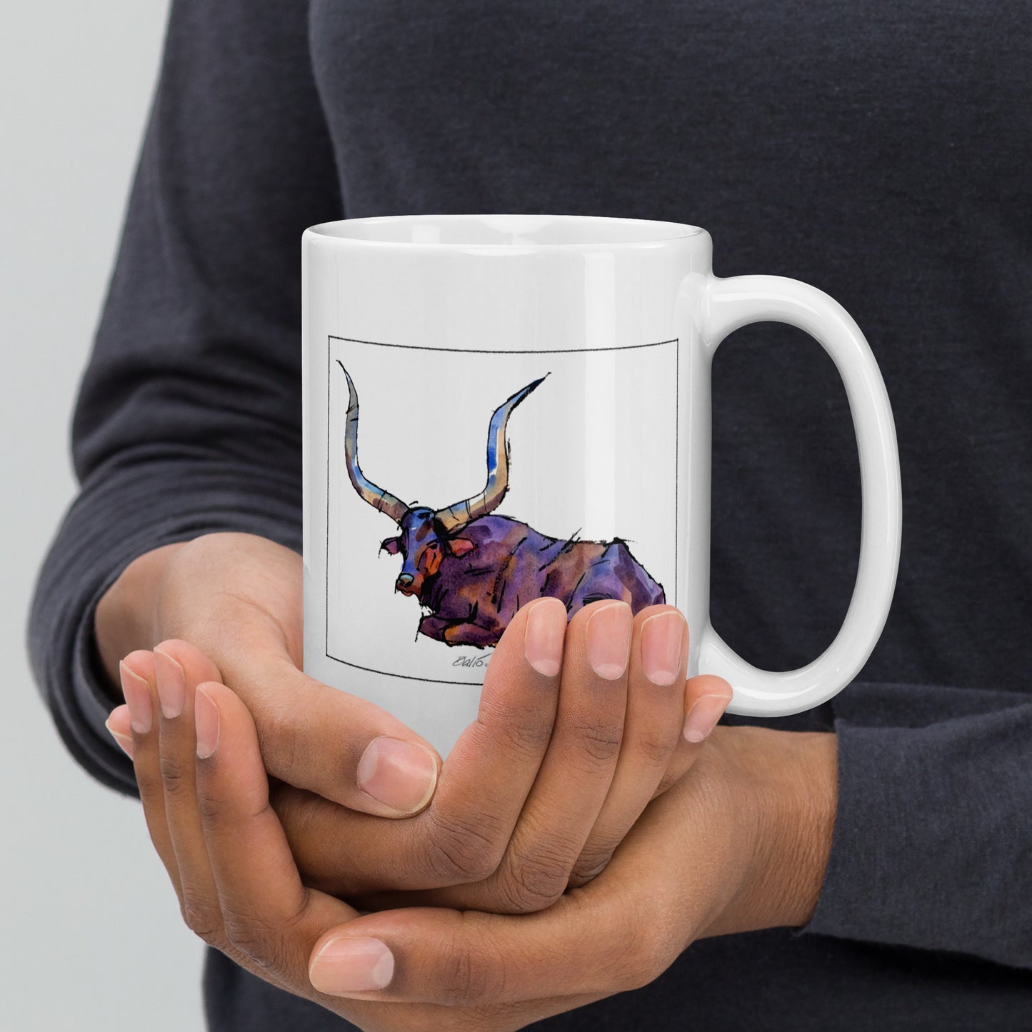 Angole Cow - 15 oz White glossy mug - designs on both sides