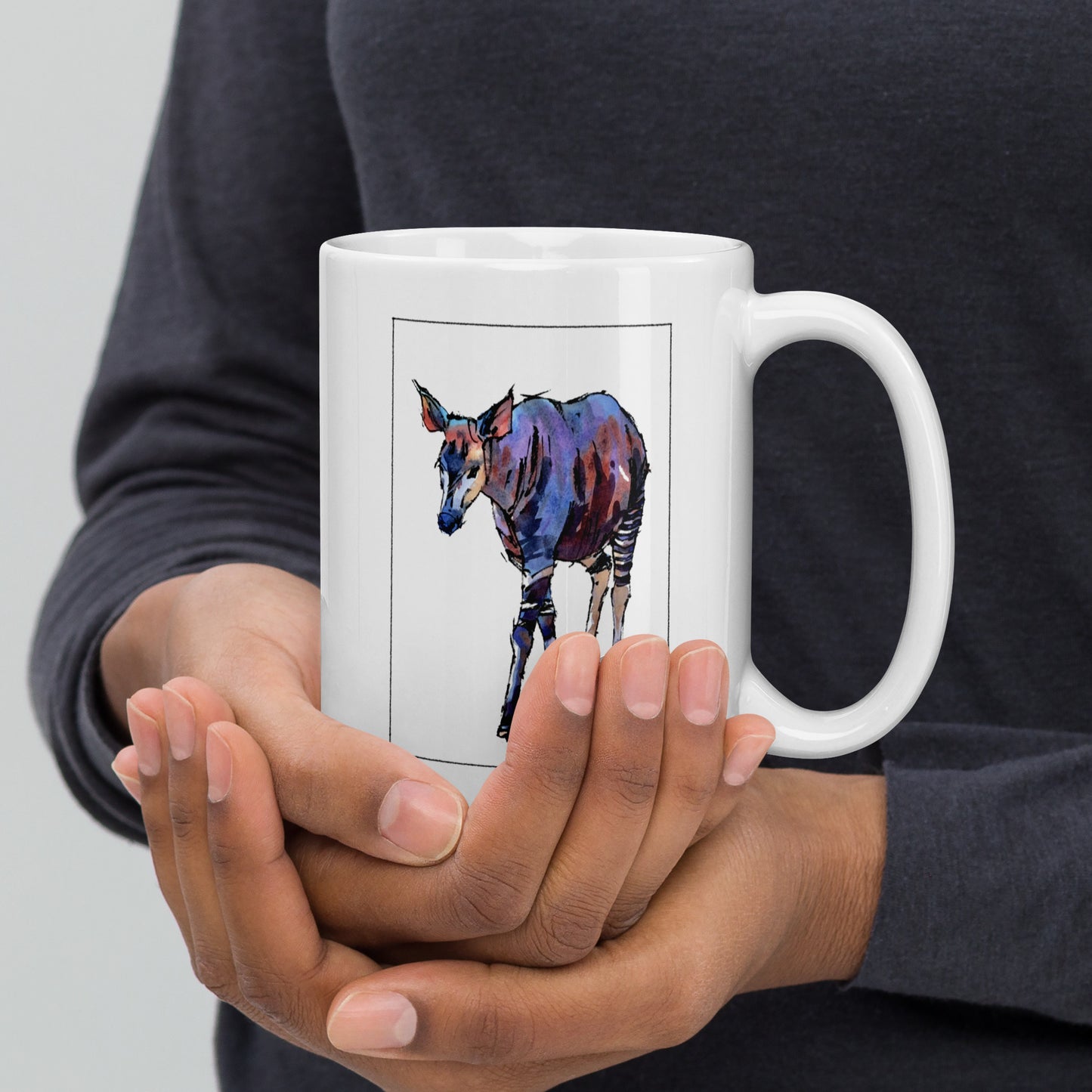 Okapi - 15 oz White glossy mug - designs on both sides