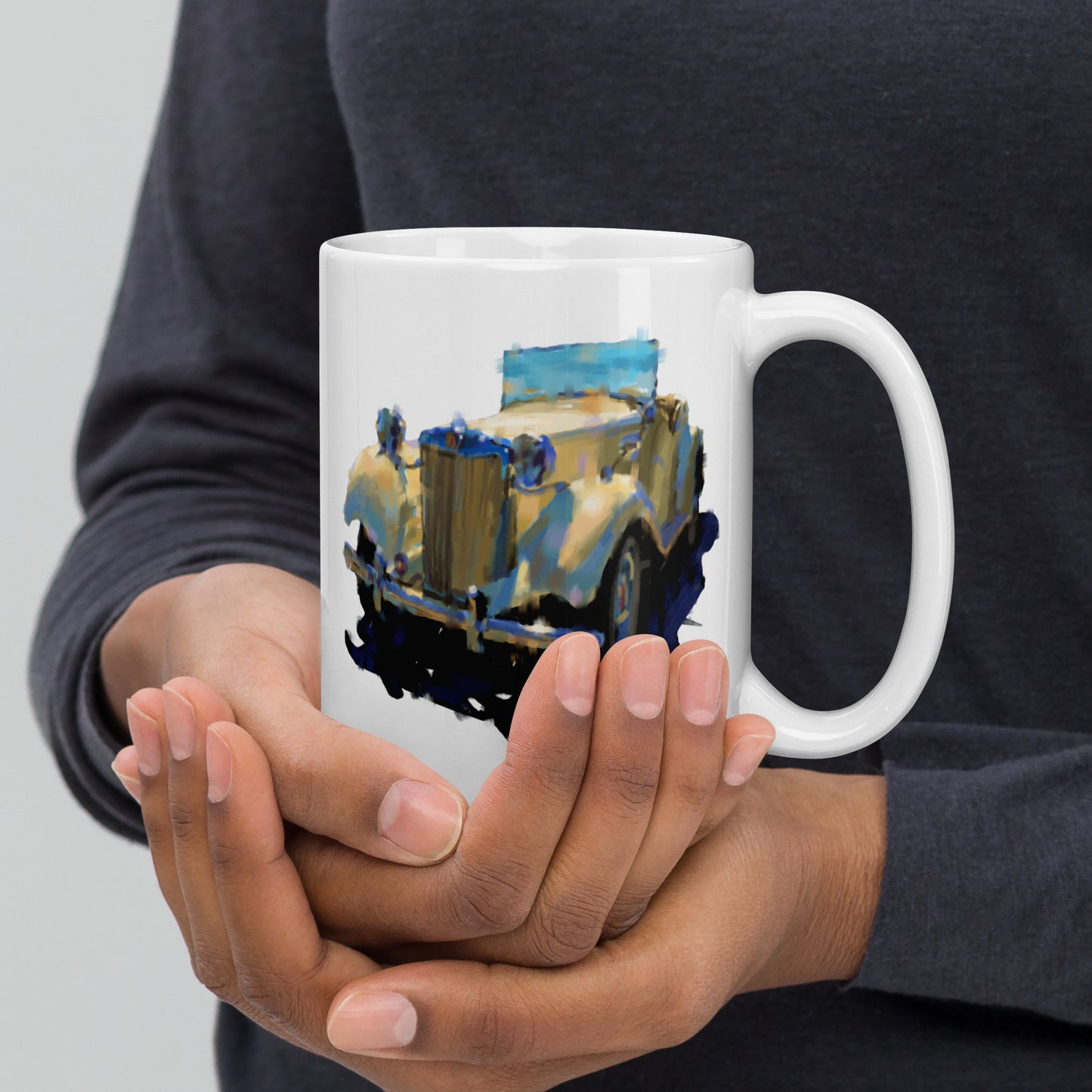 MG Motorcar - 15 oz White glossy mug - designs on both sides