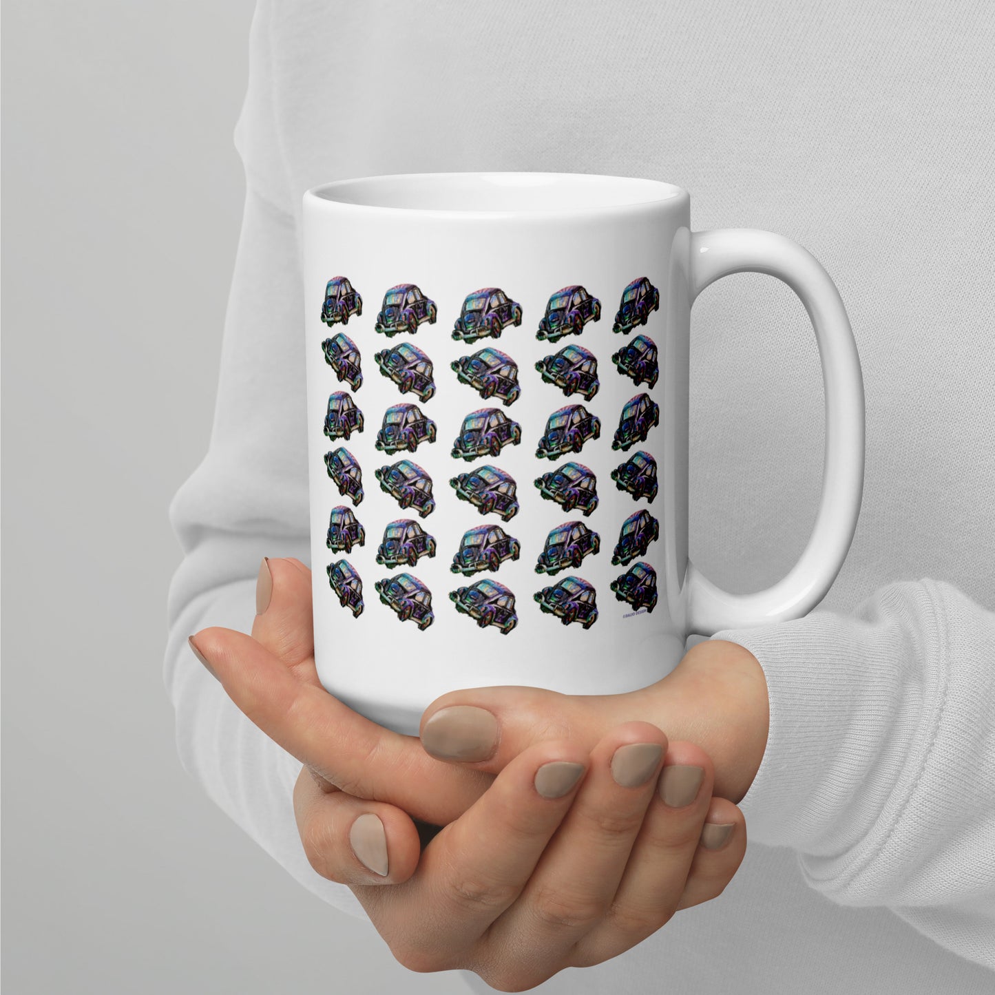VW Beetle Mania - Bug Design - 15 oz White glossy mug - designs on both sides