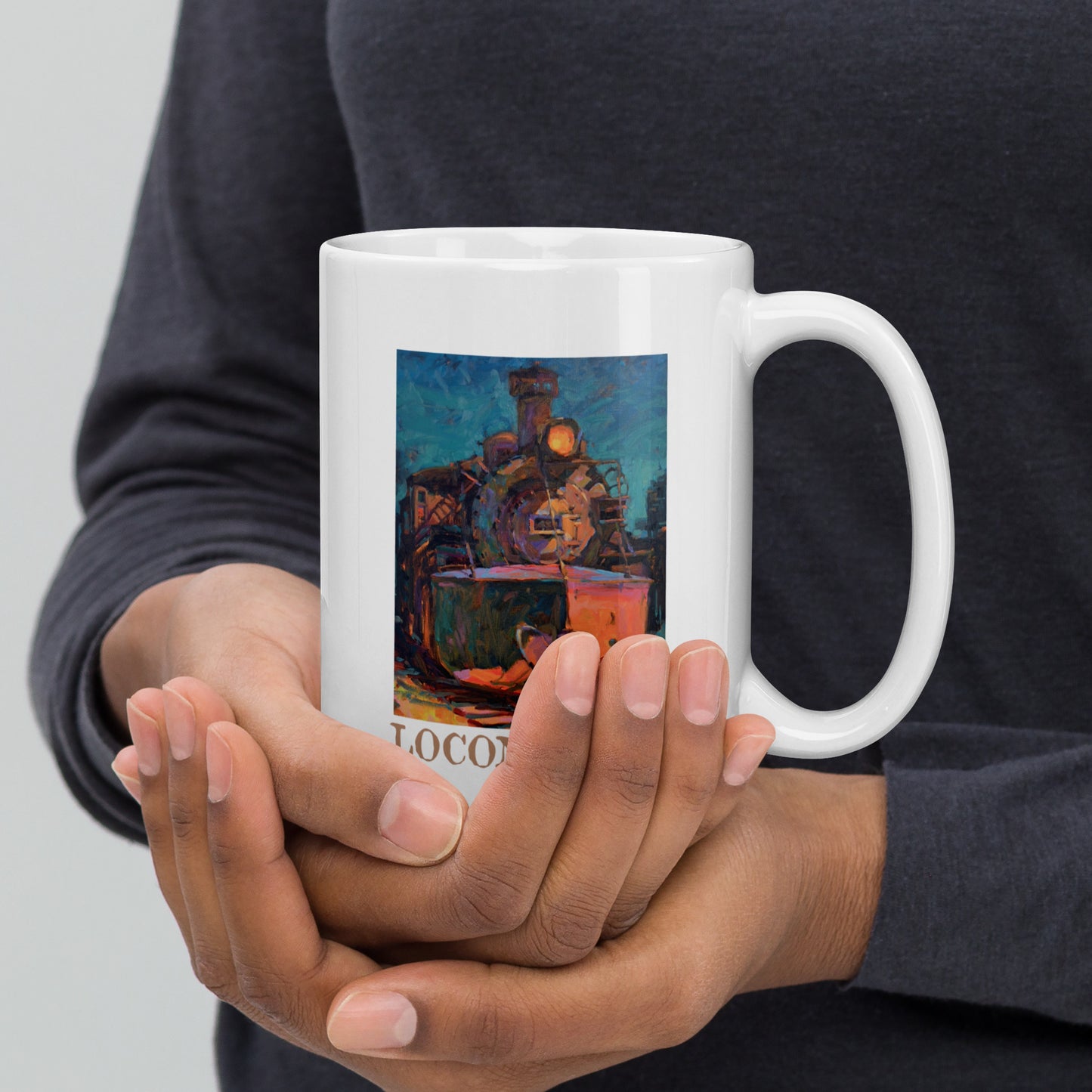 Cumbres Toltec Locomotive text - 15 oz White glossy mug - designs on both sides