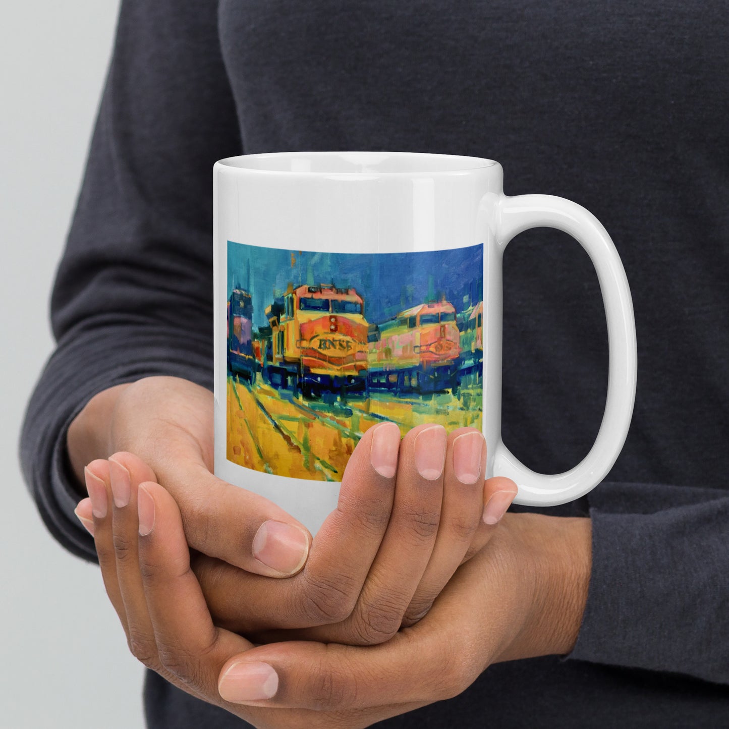 Galveston Locomotives - 15 oz White glossy mug - designs on both sides