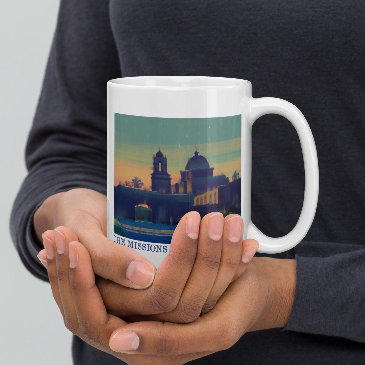 Missions of San Antonio - 15 oz White glossy mug - designs on both sides