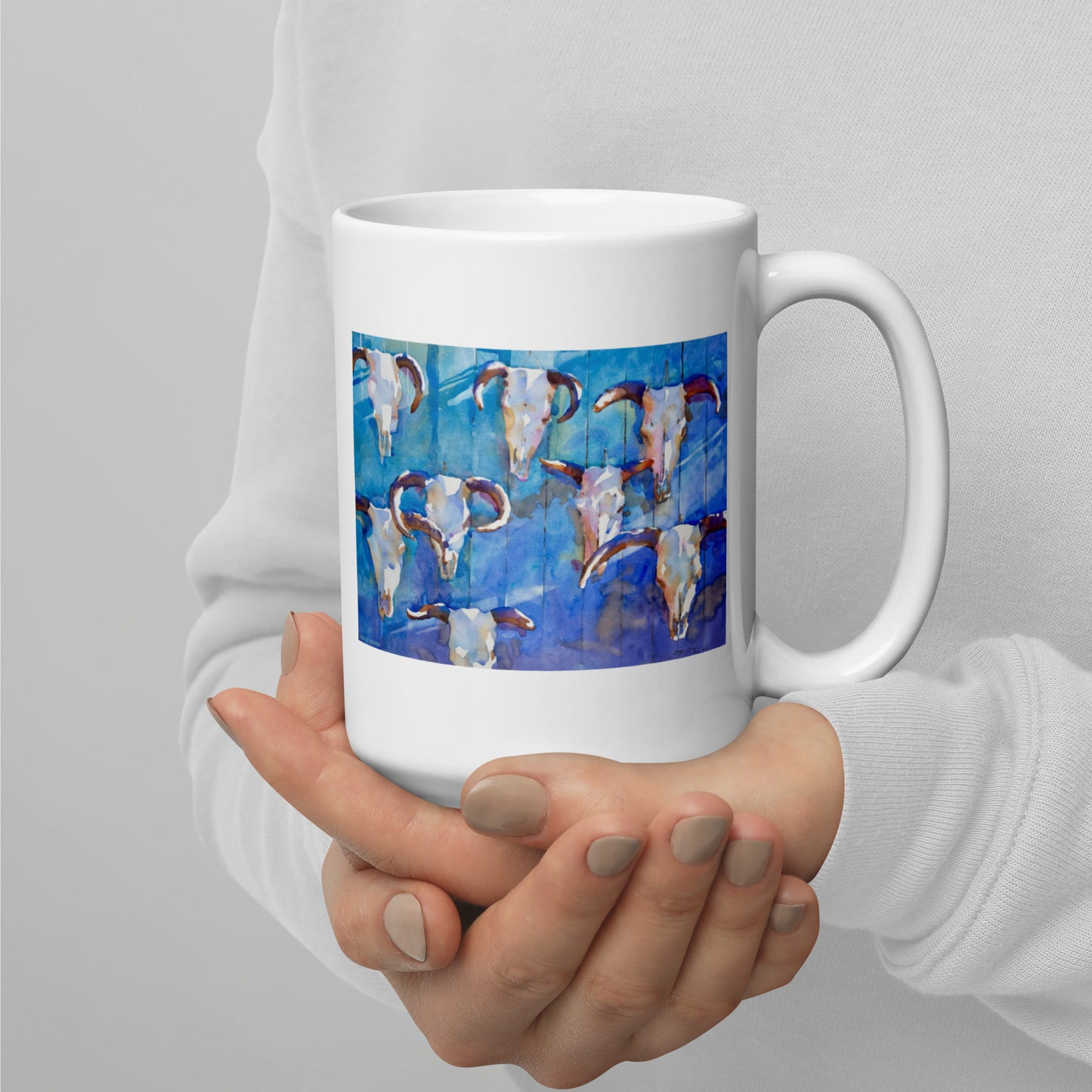 Western Skulls - 15 oz White glossy mug - designs on both sides