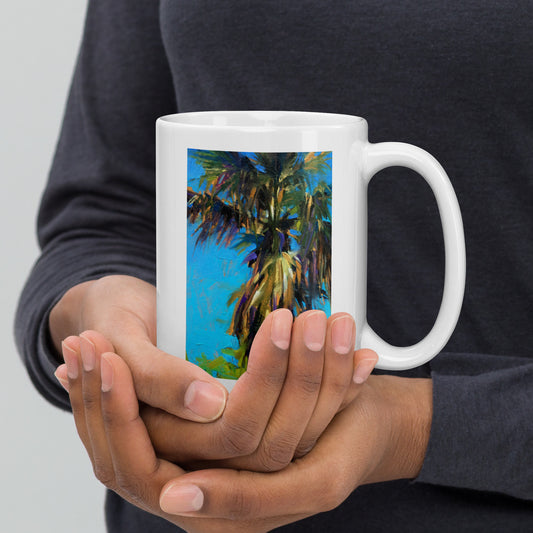 Palm Tree - 15 oz White glossy mug - designs on both sides