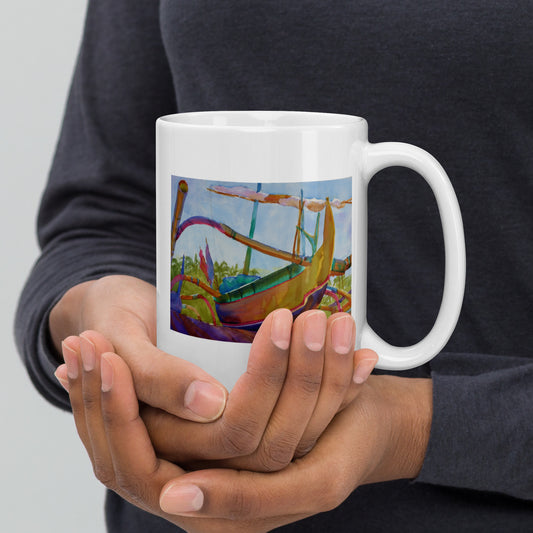 Outrigger - Bali - 15 oz White glossy mug - designs on both sides